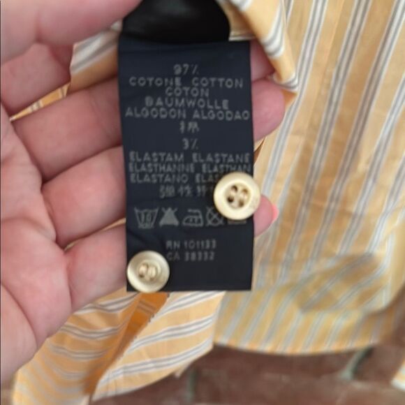 Butter Yellow with gray stripes, Zegna Sport Men’s Button Down - Picture 8 of 8